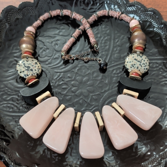 Jewelry - Anthropologie Bohemian Vintage Pink Statement Bib Necklace